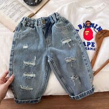 Load image into Gallery viewer, TC1148PA-Autumn Korean style boys and girls solid color ripped jeans