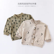 Load image into Gallery viewer, D23274SE- Spring and Autumn Tree Moon Button Long Sleeve Top Jacket