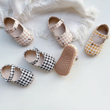 Load image into Gallery viewer, X907AC-Spring Korean plaid floral dot cotton and linen soft-soled toddler shoes