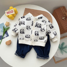 Load image into Gallery viewer, 2303337TG- Korean cartoon cardigan jeans two-piece set