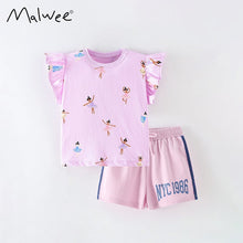 Load image into Gallery viewer, 9235TG-Summer casual round neck short-sleeved girls' top + shorts two-piece set