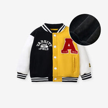 Load image into Gallery viewer, HC1093SE-Little maven contrast color long sleeve plus velvet baseball jacket