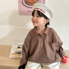 Load image into Gallery viewer, Q83053SE- Spring and Autumn Pure Cotton Plain Zipper Long Sleeve Top