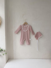 Load image into Gallery viewer, Y9321LS-Long Stand Collar Lace Waffle Jumpsuit