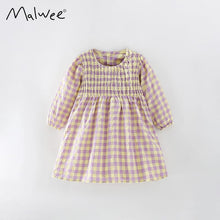 Load image into Gallery viewer, 8911DS-Autumn European and American children's casual plaid round neck dress