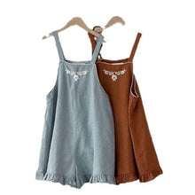 Load image into Gallery viewer, Y5408LS-Summer thin embroidered suspenders lace lotus leaf short skirt overalls