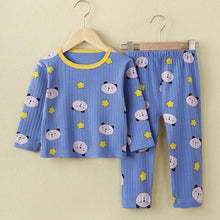 將圖片載入圖庫檢視器 AN01JG-春秋坑條純棉兒童長袖家居套裝