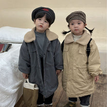 Load image into Gallery viewer, D83256SE-Winter lamb fur collar plus velvet thickened mid-length windbreaker jacket