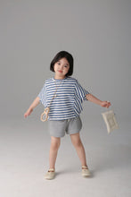 將圖片載入圖庫檢視器 BB2304PCW-春夏日系男女童條紋蝙蝠衫短袖親子T卹