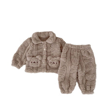 Load image into Gallery viewer, H10017JG-Autumn and winter cute bear plush home pajamas two-piece set