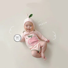 Load image into Gallery viewer, 71726LS- Spring and Autumn Peach Print Long Sleeve Bodysuit + Hat