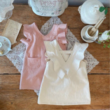 Load image into Gallery viewer, Y6342LS-Baby Girls V-neck Lotus Sleeve Pocket Vest Dress