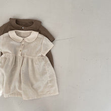 Load image into Gallery viewer, 23D676DS-Japanese and Korean imitation cotton and linen fashion round lapel short-sleeved dress