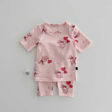 Load image into Gallery viewer, 53106TG-Korean version of small animal print short-sleeved two-piece suit