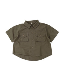 Load image into Gallery viewer, 1215SE- Korean style three-dimensional style lapel pocket short-sleeved shirt