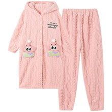 Load image into Gallery viewer, 2275JG-Autumn and winter coral fleece thick long nightgown + trousers home two-piece set