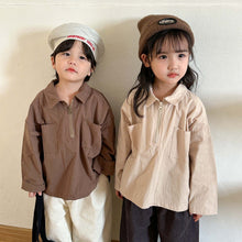 Load image into Gallery viewer, Q83053SE- Spring and Autumn Pure Cotton Plain Zipper Long Sleeve Top