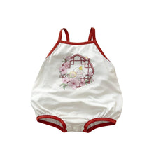Load image into Gallery viewer, 23022171LS-Summer suspenders Chinese style printed bodysuit