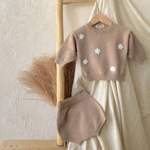 Load image into Gallery viewer, MY8302TG-Autumn and winter small flower long-sleeved round neck pullover sweater + shorts set