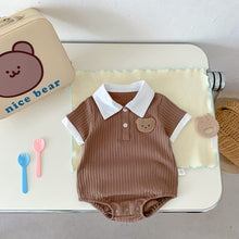 Load image into Gallery viewer, 103940LS- Summer Bear Lapel Striped Cotton Pullover