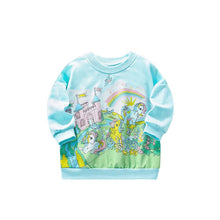 Load image into Gallery viewer, 8617SE-Autumn European and American children's rainbow horse print long-sleeved top