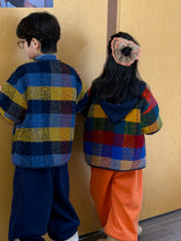 Load image into Gallery viewer, 2025D204SE-冬季韓版拼色格子加厚開襟排釦外套