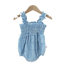 Load image into Gallery viewer, <Taiwan Pavilion> Y9419LS- Summer Plaid Lotus Leaf Sling Bodysuit