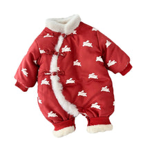 Load image into Gallery viewer, AL429LS-Slant collar plus velvet quilted super cute New Year's greetings dress