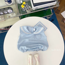 Load image into Gallery viewer, 6192LS-Navy style summer lapel girls jumpsuit
