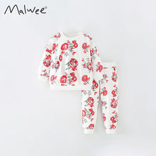 Load image into Gallery viewer, 9102TG-Autumn European and American children's round neck floral elastic waist pants two-piece suit