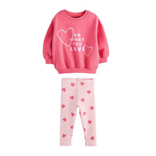 Load image into Gallery viewer, 22041TG-Little maven Autumn Girls Long Sleeve English Word Cotton Top & Heart Pants