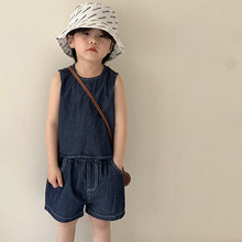 Load image into Gallery viewer, X85227TG-Casual children's summer denim sister and brother suit