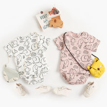Load image into Gallery viewer, BCS1028TG-Summer Korean cotton newborn animal print short-sleeved top + butt pants two-piece set