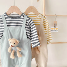 Load image into Gallery viewer, BRW1164PA-Spring and Autumn Korean Style Fake Two-Piece Bear Striped Overalls