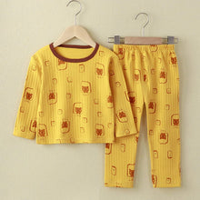 將圖片載入圖庫檢視器 AN01JG-春秋坑條純棉兒童長袖家居套裝