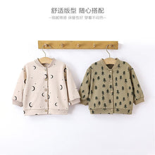 Load image into Gallery viewer, D23274SE- Spring and Autumn Tree Moon Button Long Sleeve Top Jacket