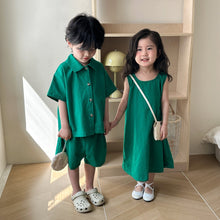 Load image into Gallery viewer, X85611TG-Summer short-sleeved green casual suit & dress