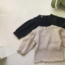 Load image into Gallery viewer, Y8346TG-Autumn little girl waffle long-sleeved top + wave curled bell-bottom pants two-piece set