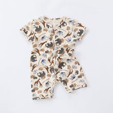 Load image into Gallery viewer, D24335LS-Summer short-sleeved animal print crawler suit