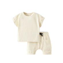Load image into Gallery viewer, 9573TG-Summer European and American children's casual round neck short-sleeved top + elastic waist pants two-piece set