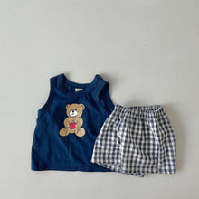 Load image into Gallery viewer, 53116TG-Summer Korean style bear print children's vest two-piece set