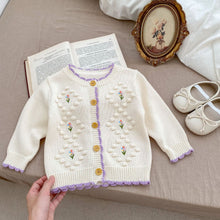 Load image into Gallery viewer, M2068SE-Autumn knitted bib bodysuit & hand-embroidered cotton yarn long-sleeved jacket
