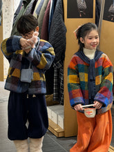 Load image into Gallery viewer, 2025D204SE-冬季韓版拼色格子加厚開襟排釦外套