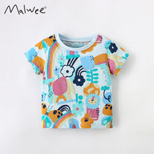 Load image into Gallery viewer, 92104SE-Summer European and American small and medium-sized colorful flower casual round neck top