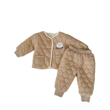 Load image into Gallery viewer, H10015TG-Winter quilted super cute bear cotton jacket & trousers