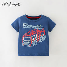 Load image into Gallery viewer, 9254SE-Spring and summer European and American children's handsome crane print short-sleeved casual round neck top