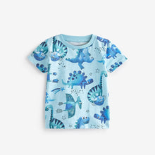 Load image into Gallery viewer, 9278SE-Summer European and American children's casual printed round neck dinosaur short-sleeved top