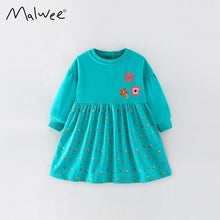 Load image into Gallery viewer, 8903DS-Autumn splicing small and medium-sized children's round neck long-sleeved dress