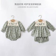 Load image into Gallery viewer, D23200LS-Autumn embroidered small floral lace collar long-sleeved bodysuit & suit