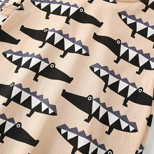 Load image into Gallery viewer, 9564TG-Summer European and American children's crocodile casual print round neck top + elastic waist shorts two-piece set